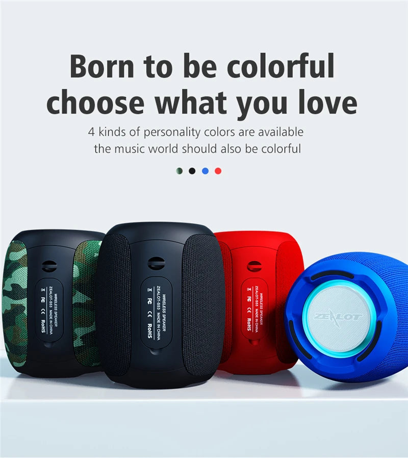 Zealot S53 20W High Power Portable Wireless Speaker Column HIFI Stereo Subwoofer Colorful Music box mp3 player Loudspeaker Radio