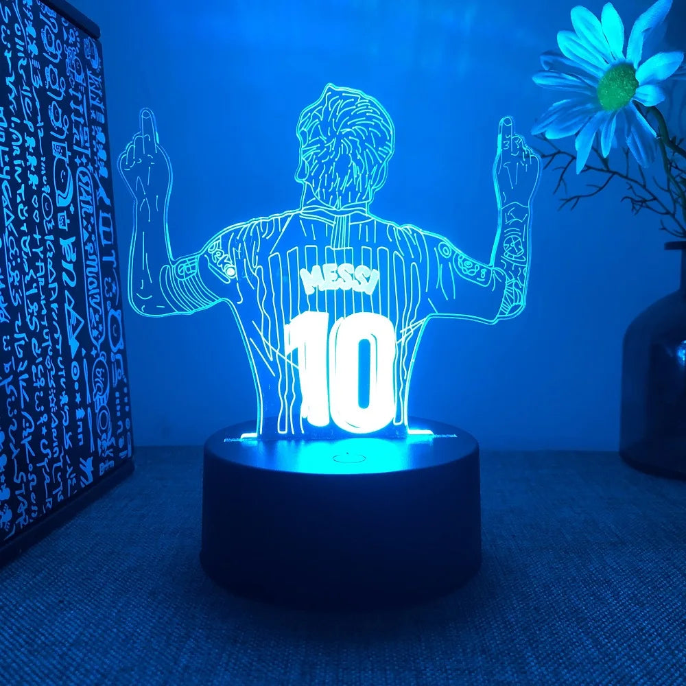 Footballer Lionel Messi 3D Acrylic Night Light 7 Color Gradient Dimmable Night Light Room Decoration Fan's Gift Christmas Gift