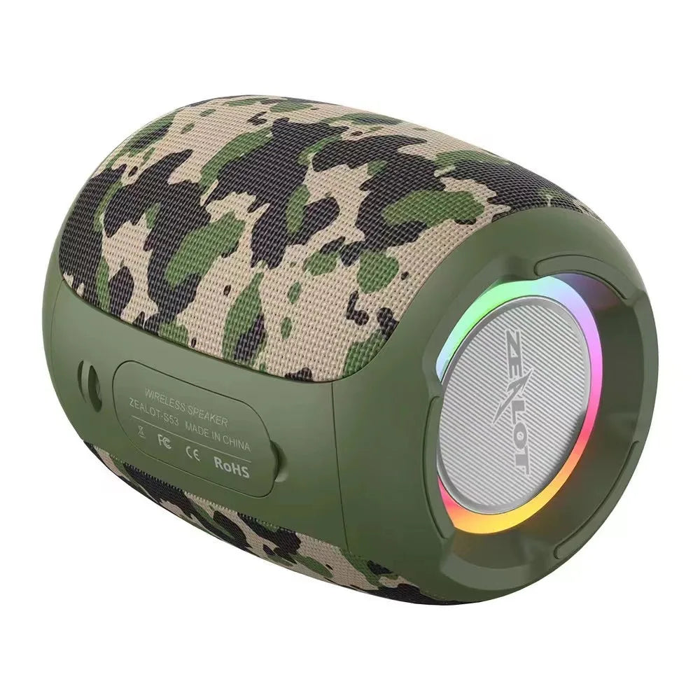 Zealot S53 20W High Power Portable Wireless Speaker Column HIFI Stereo Subwoofer Colorful Music box mp3 player Loudspeaker Radio