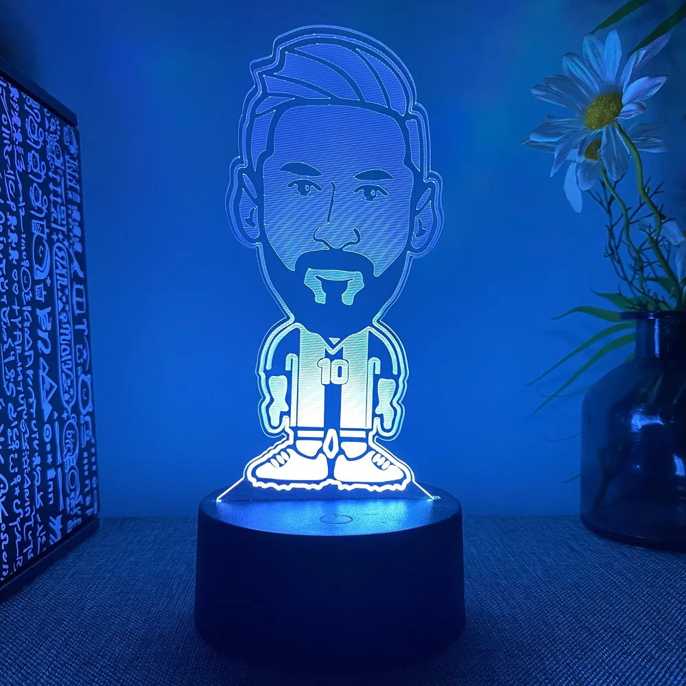 Footballer Lionel Messi 3D Acrylic Night Light 7 Color Gradient Dimmable Night Light Room Decoration Fan's Gift Christmas Gift