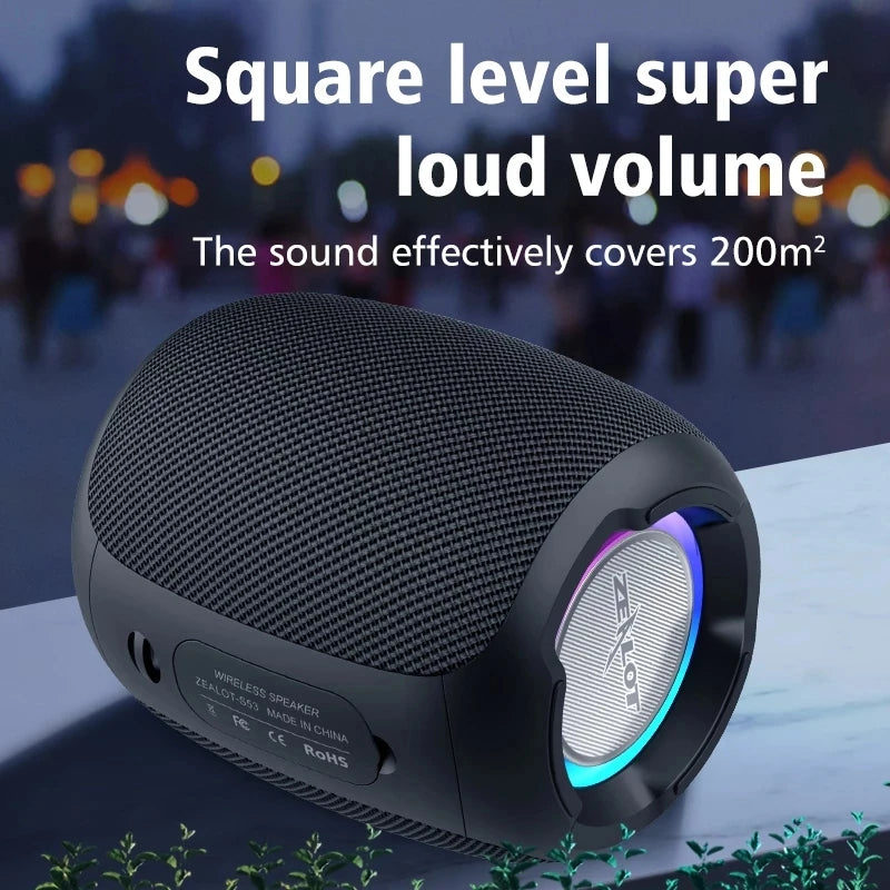 Zealot S53 20W High Power Portable Wireless Speaker Column HIFI Stereo Subwoofer Colorful Music box mp3 player Loudspeaker Radio