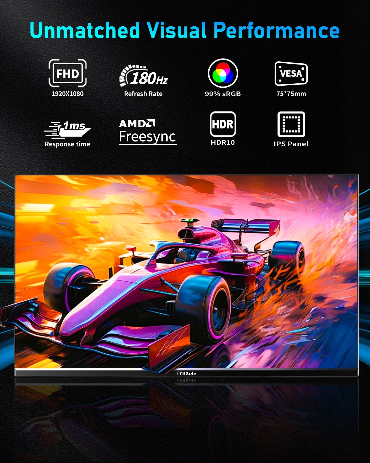 “FYHXele 24’’ 180Hz FHD Gaming Monitor – UltraFast 1ms, HDR, G-Sync, Eye Care”