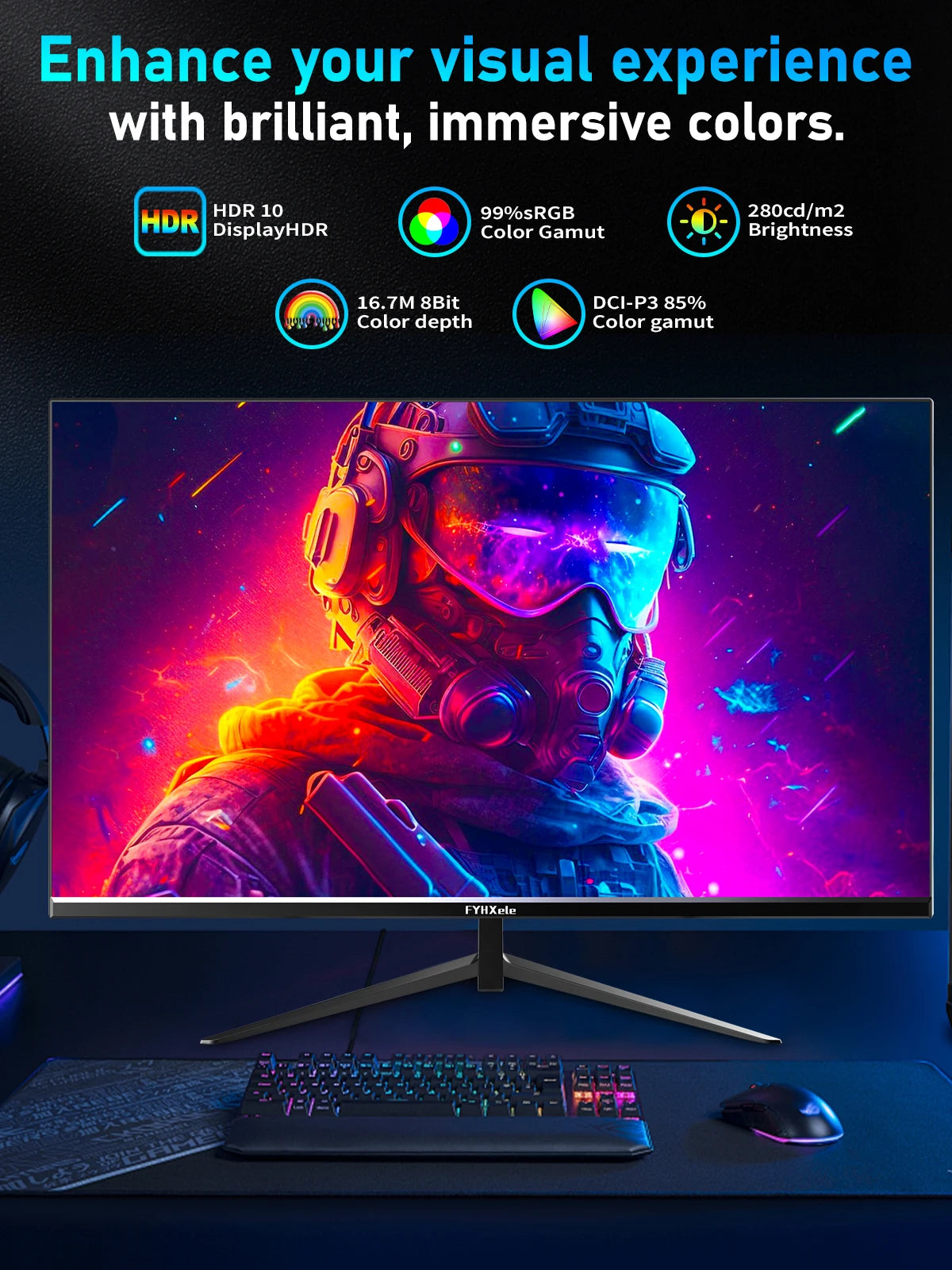 “FYHXele 24’’ 180Hz FHD Gaming Monitor – UltraFast 1ms, HDR, G-Sync, Eye Care”