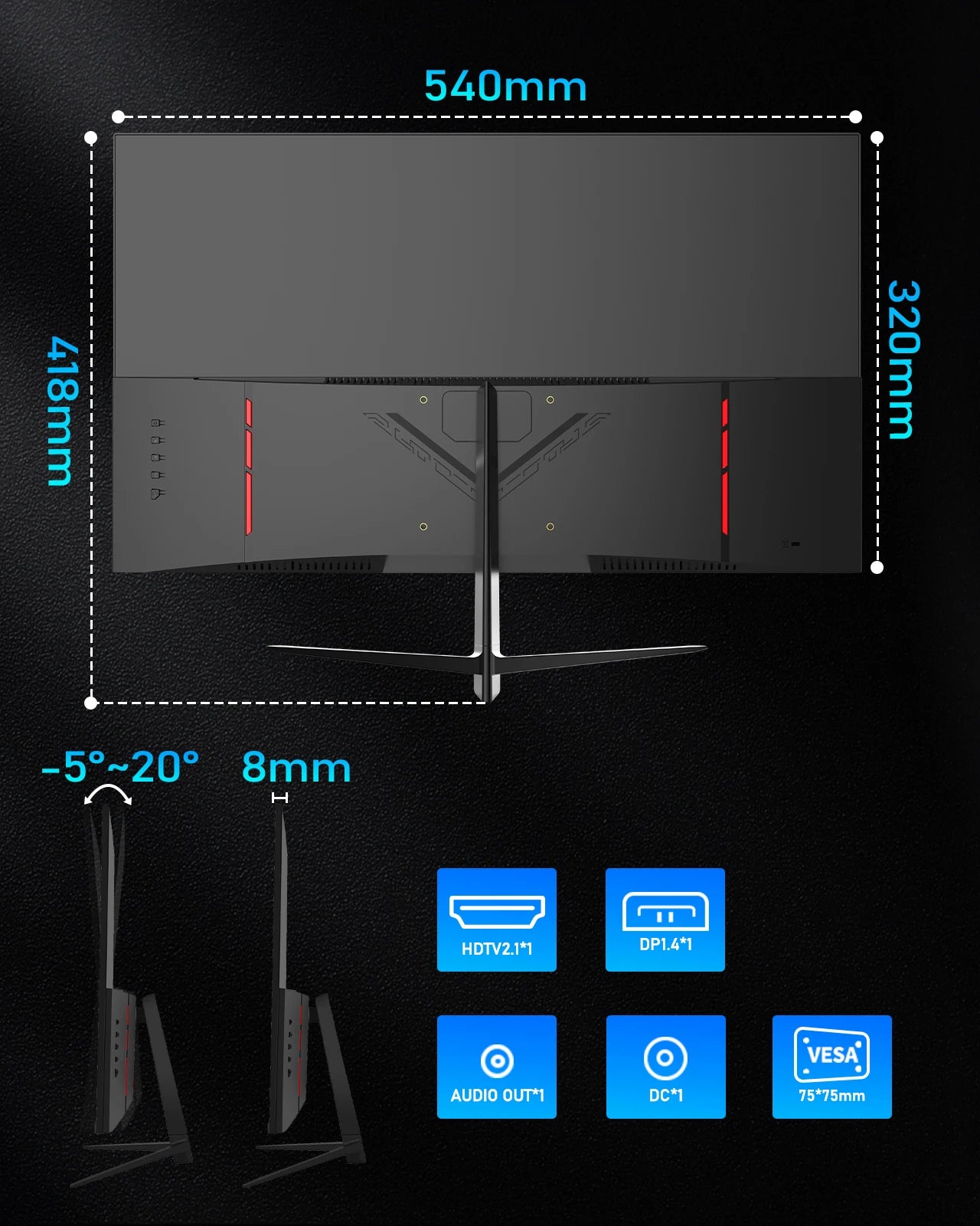 “FYHXele 24’’ 180Hz FHD Gaming Monitor – UltraFast 1ms, HDR, G-Sync, Eye Care”