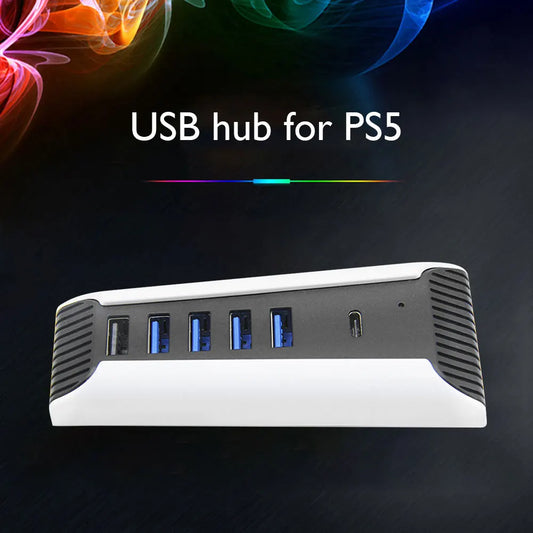 “High-Speed USB 2.0 Hub for PS5 – 5-Port Expander, Plug & Play Adapter”