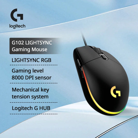 “Logitech G102 Precision RGB – Ergonomic 8000DPI Wired Gaming Mouse with Customizable LED & 6 Buttons”