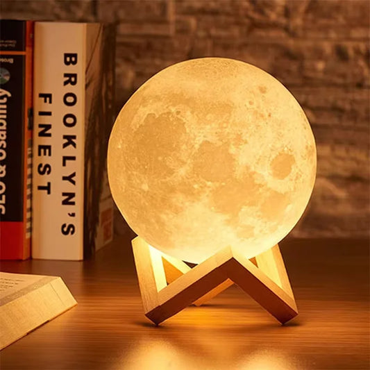 8-18CM Rechargeable 3D Moon Lamp LED Touch Night Light