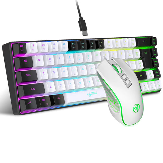 “HXSJ V200 RGB Elite Combo – Compact 68-Key Mechanical-Feel Keyboard & Luminous Gaming Mouse”